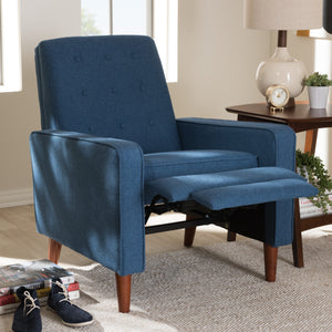 Baxton Studio Mathias Mid-century Modern Blue Fabric Upholstered Lounge Chair