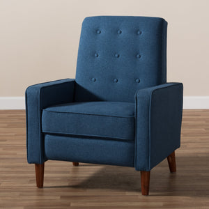 Baxton Studio Mathias Mid-century Modern Blue Fabric Upholstered Lounge Chair