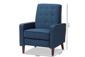 Baxton Studio Mathias Mid-century Modern Blue Fabric Upholstered Lounge Chair