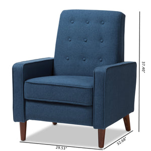 Baxton Studio Mathias Mid-century Modern Blue Fabric Upholstered Lounge Chair