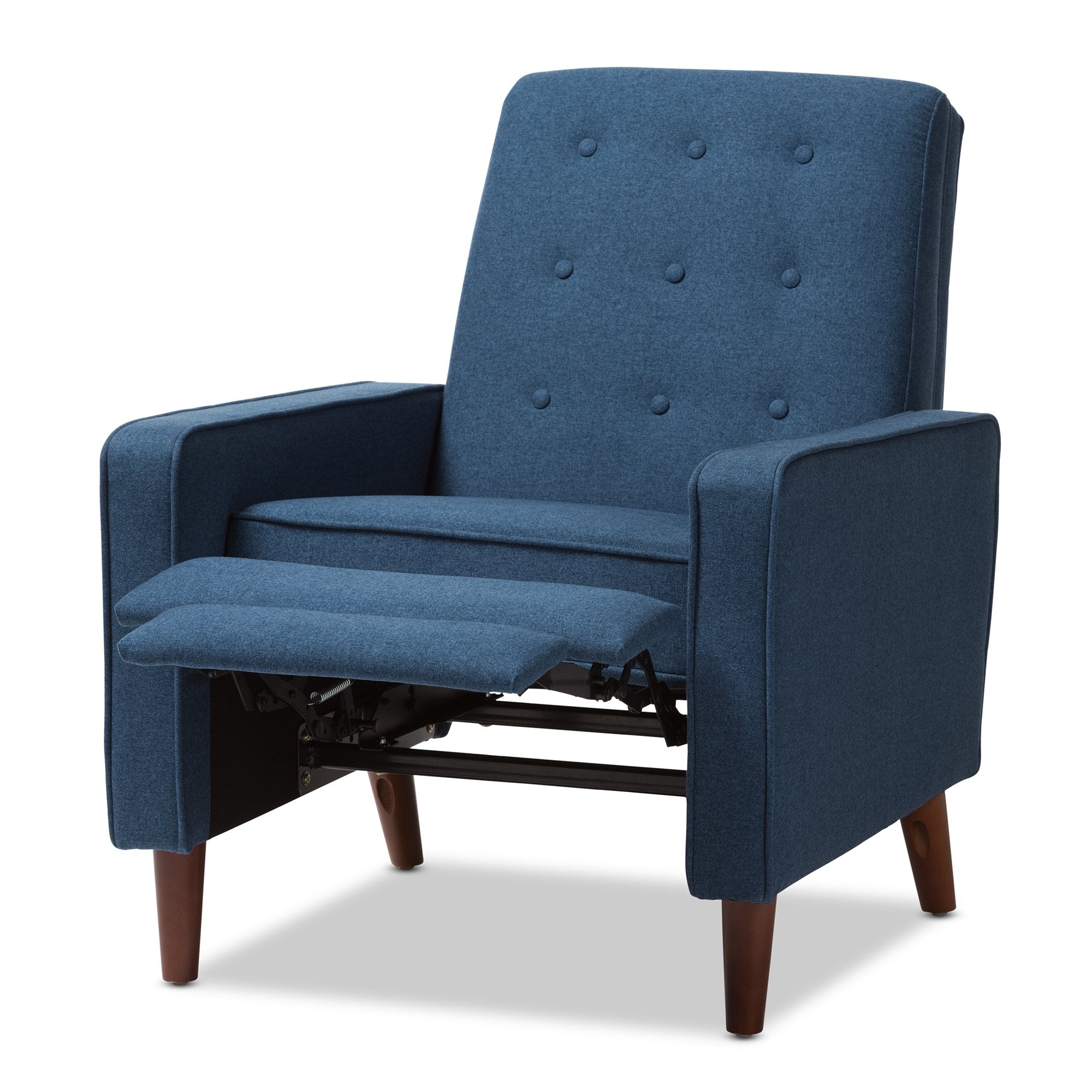 Baxton Studio Mathias Mid-century Modern Blue Fabric Upholstered Lounge Chair