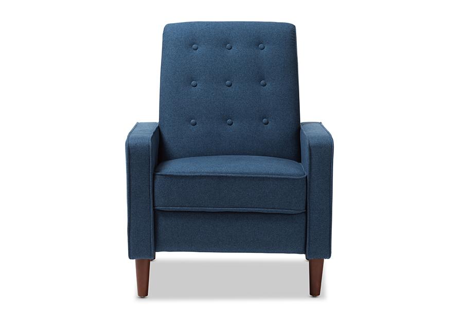 Baxton Studio Mathias Mid-century Modern Blue Fabric Upholstered Lounge Chair