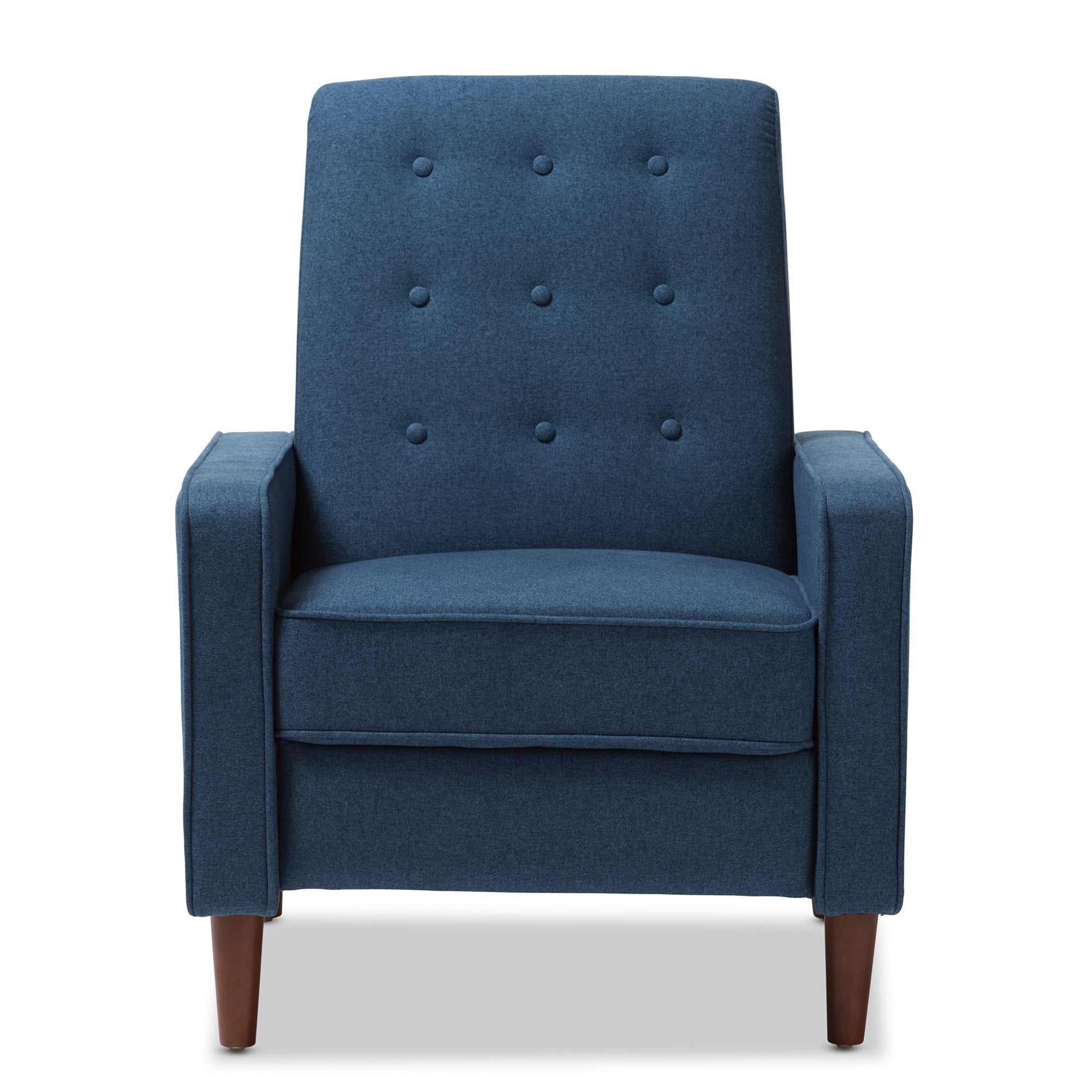 Baxton Studio Mathias Mid-century Modern Blue Fabric Upholstered Lounge Chair