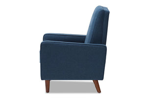 Baxton Studio Mathias Mid-century Modern Blue Fabric Upholstered Lounge Chair