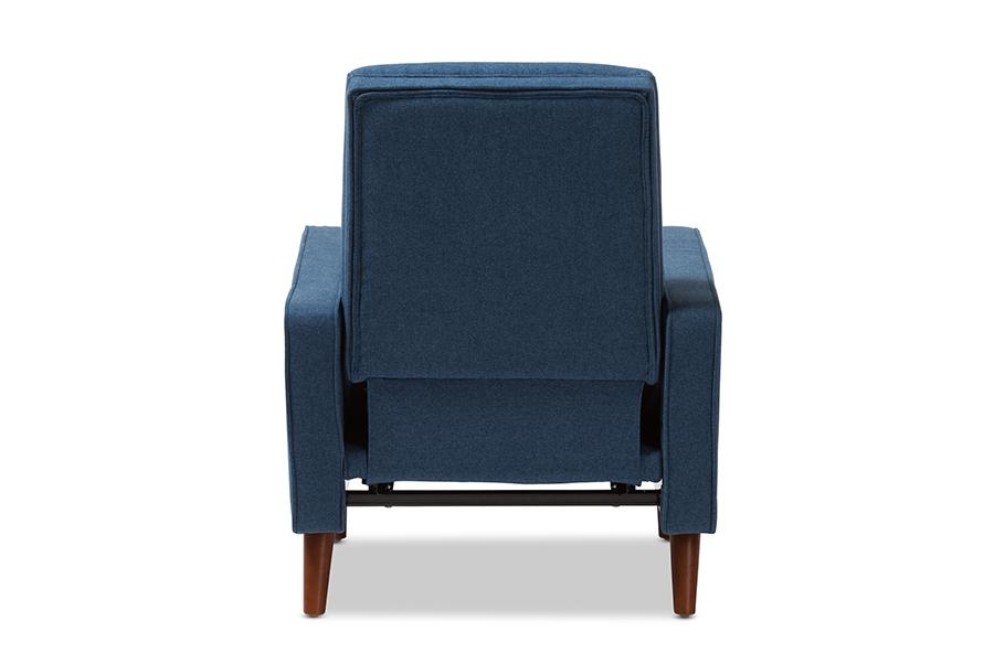 Baxton Studio Mathias Mid-century Modern Blue Fabric Upholstered Lounge Chair