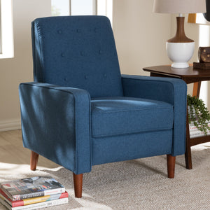 Baxton Studio Mathias Mid-century Modern Blue Fabric Upholstered Lounge Chair