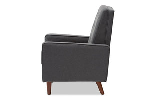 Baxton Studio Mathias Mid-century Modern Grey Fabric Upholstered Lounge Chair