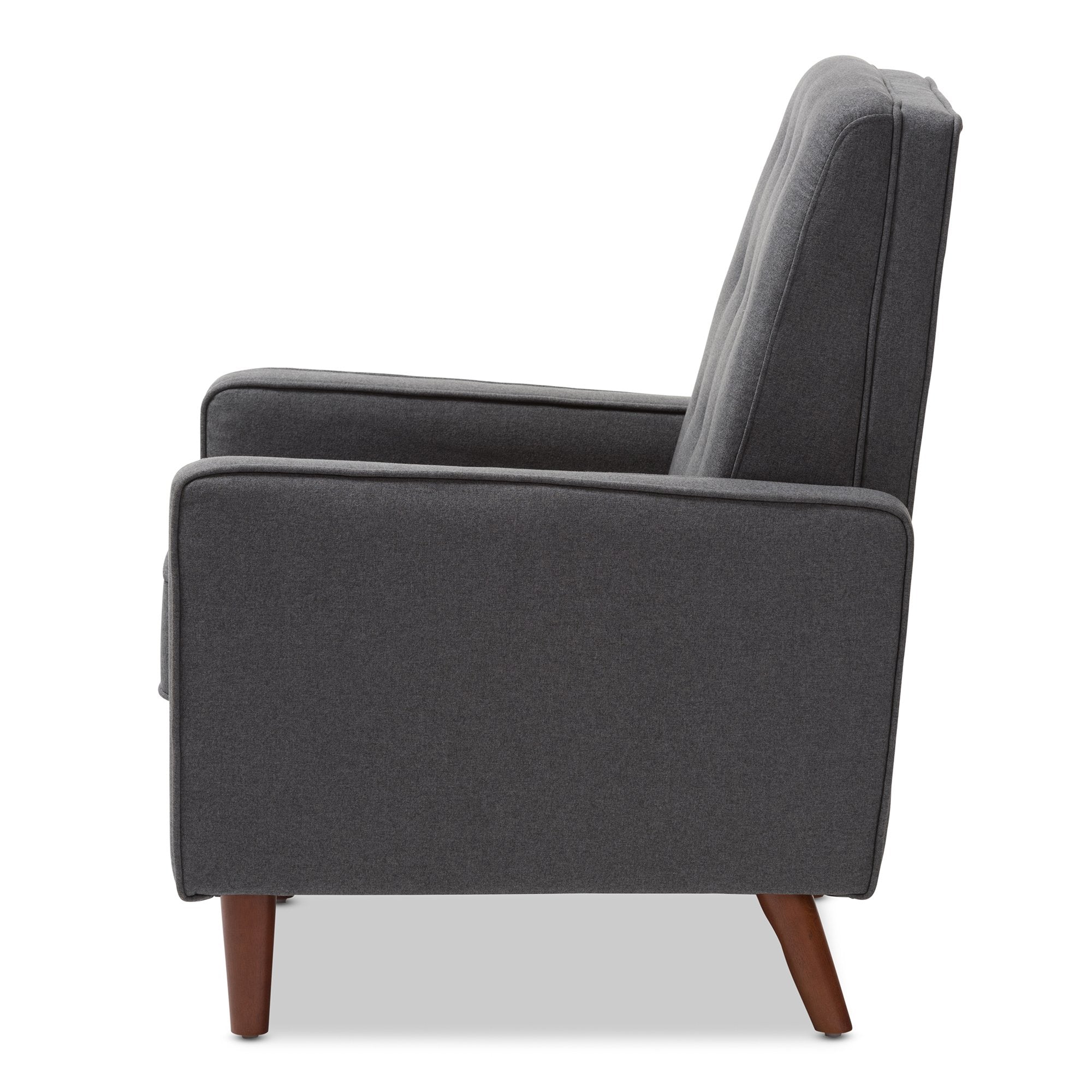 Baxton Studio Mathias Mid-century Modern Grey Fabric Upholstered Lounge Chair