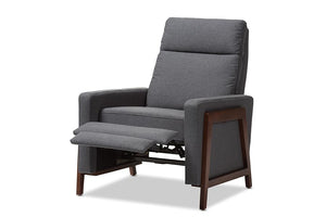 Baxton Studio Halstein Mid-century Modern Grey Fabric Upholstered Lounge Chair