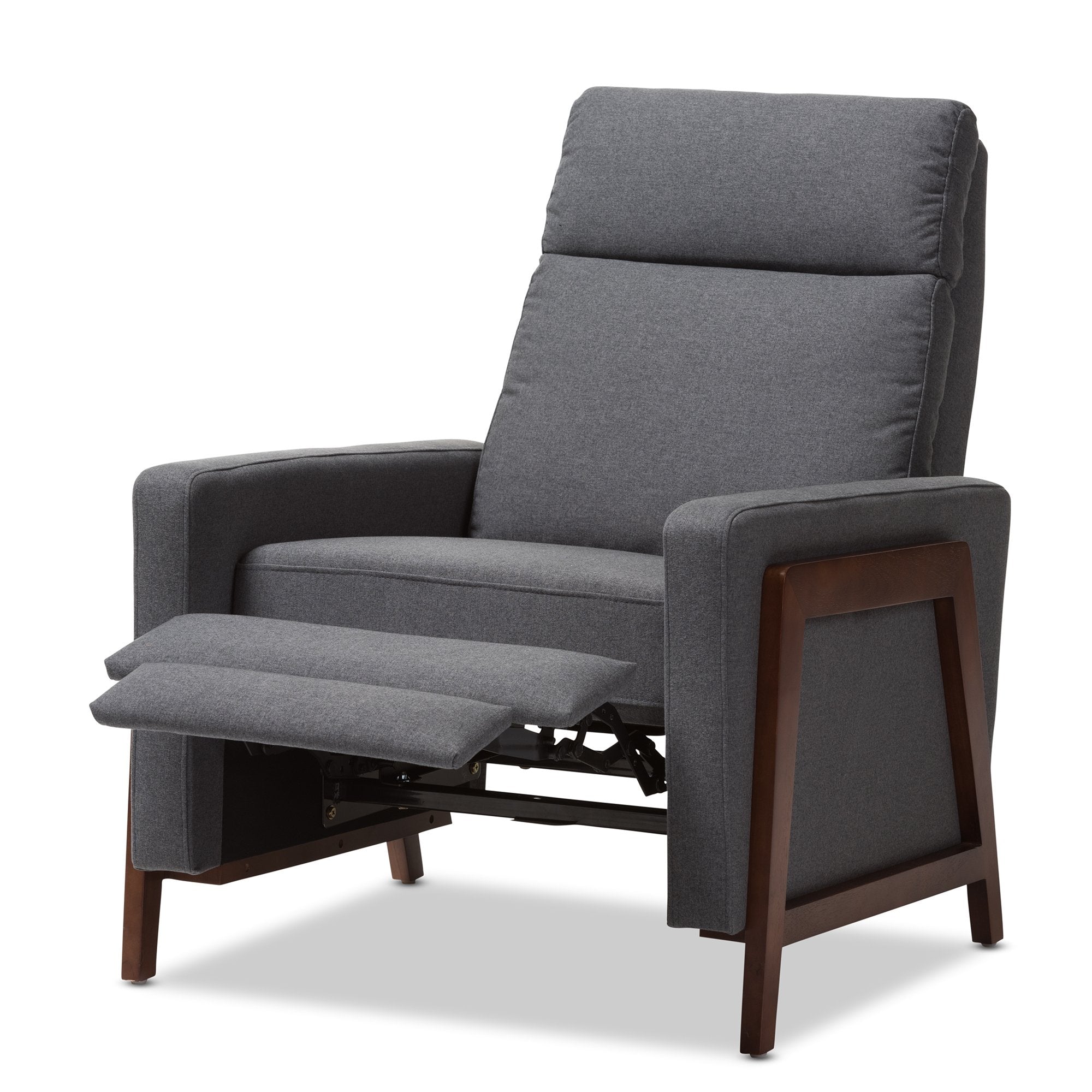 Baxton Studio Halstein Mid-century Modern Grey Fabric Upholstered Lounge Chair