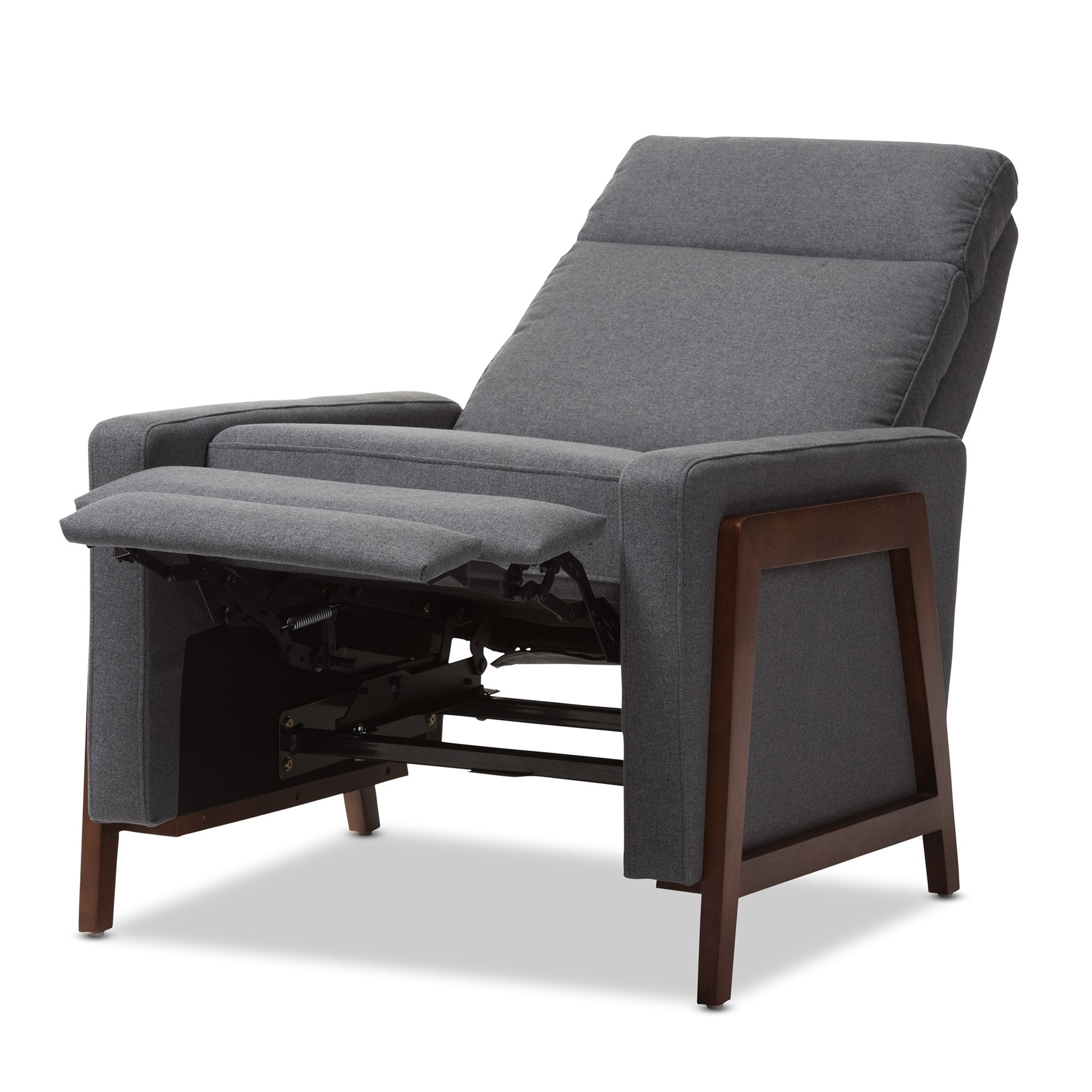 Baxton Studio Halstein Mid-century Modern Grey Fabric Upholstered Lounge Chair