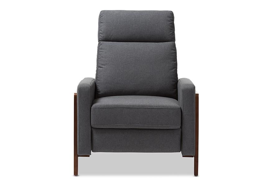 Baxton Studio Halstein Mid-century Modern Grey Fabric Upholstered Lounge Chair