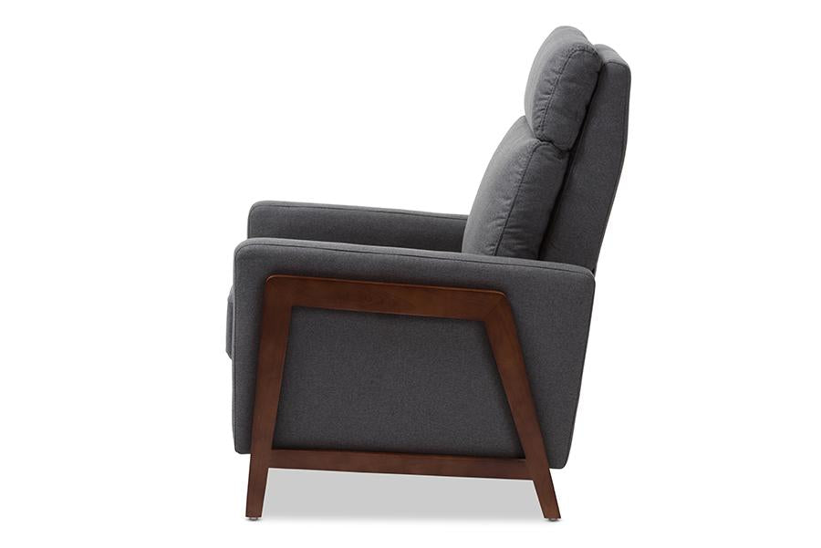 Baxton Studio Halstein Mid-century Modern Grey Fabric Upholstered Lounge Chair