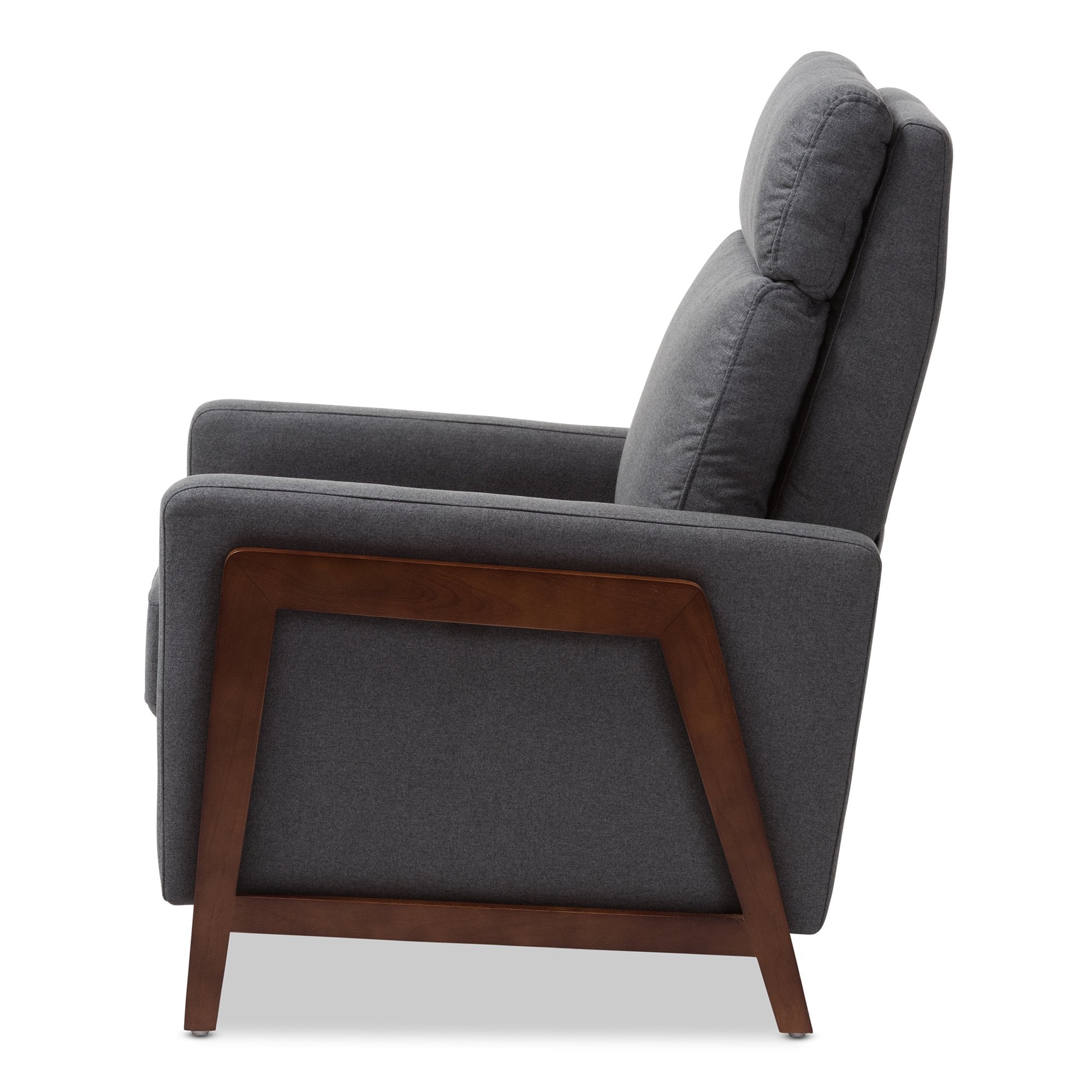 Baxton Studio Halstein Mid-century Modern Grey Fabric Upholstered Lounge Chair