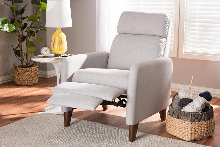 Baxton Studio Casanova Mid-century Modern Light Grey Fabric Upholstered Lounge Chair