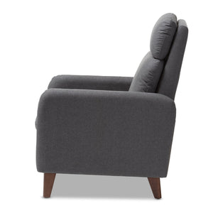 Baxton Studio Casanova Mid-century Modern Grey Fabric Upholstered Lounge Chair