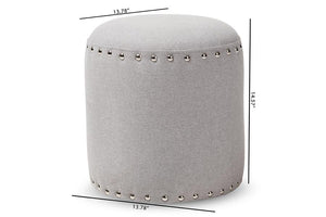 Baxton Studio Rosine Modern and Contemporary Light Grey Fabric Upholstered Nail Trim Ottoman