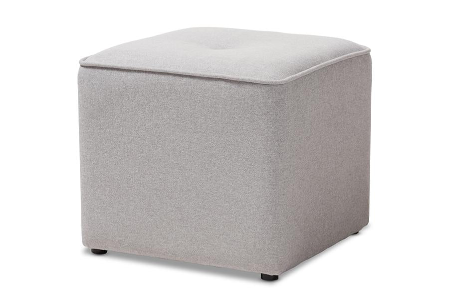 Baxton Studio Corinne Modern and Contemporary Light Grey Fabric Upholstered Ottoman