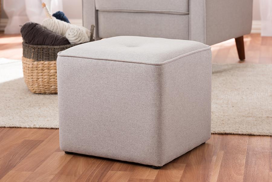 Baxton Studio Corinne Modern and Contemporary Light Grey Fabric Upholstered Ottoman