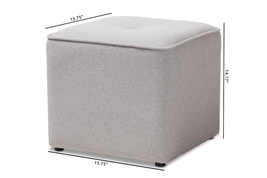 Baxton Studio Corinne Modern and Contemporary Light Grey Fabric Upholstered Ottoman