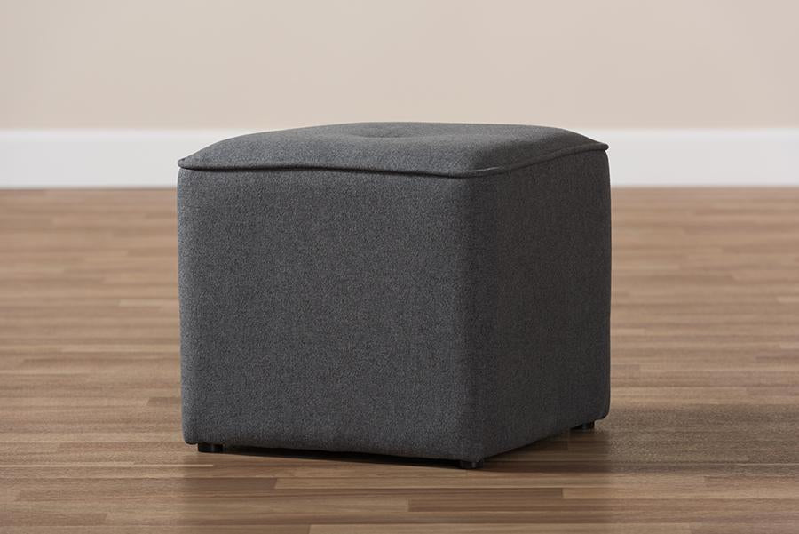 Baxton Studio Corinne Modern and Contemporary Dark Grey Fabric Upholstered Ottoman