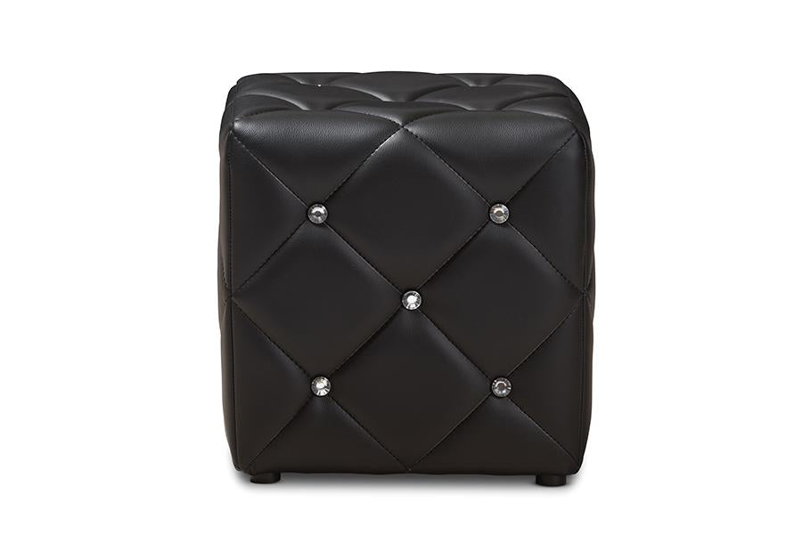 Baxton Studio Stacey Modern and Contemporary Black Faux Leather Upholstered Ottoman