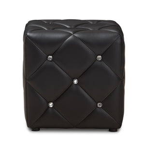 Baxton Studio Stacey Modern and Contemporary Black Faux Leather Upholstered Ottoman