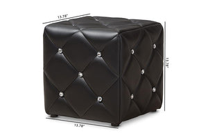 Baxton Studio Stacey Modern and Contemporary Black Faux Leather Upholstered Ottoman