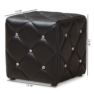 Baxton Studio Stacey Modern and Contemporary Black Faux Leather Upholstered Ottoman