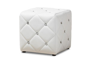 Baxton Studio Stacey Modern and Contemporary White Faux Leather Upholstered Ottoman