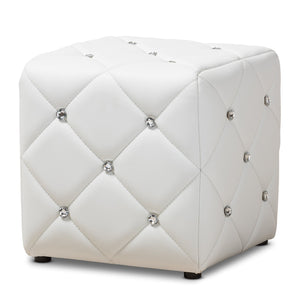 Baxton Studio Stacey Modern and Contemporary White Faux Leather Upholstered Ottoman