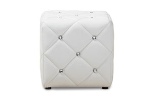 Baxton Studio Stacey Modern and Contemporary White Faux Leather Upholstered Ottoman