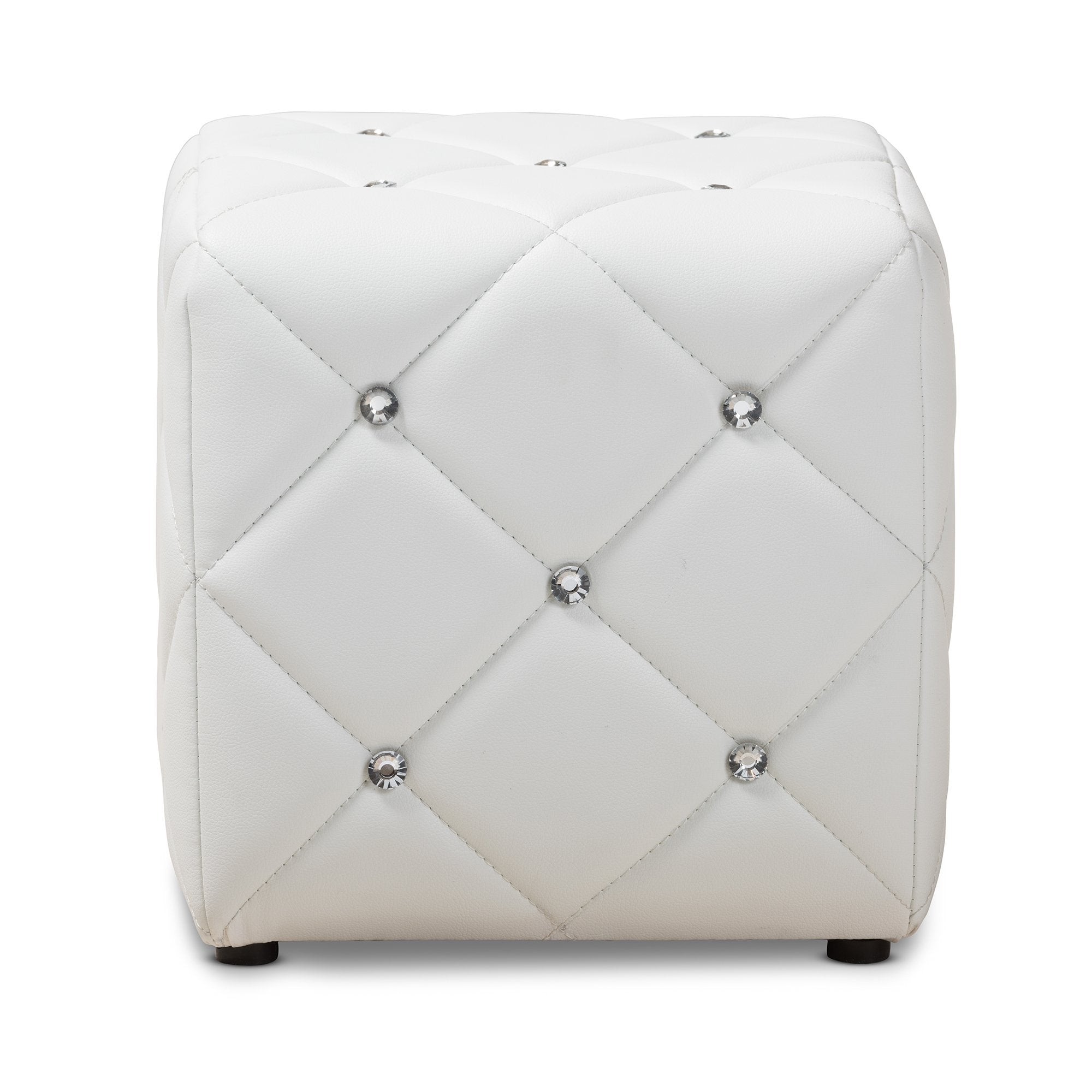 Baxton Studio Stacey Modern and Contemporary White Faux Leather Upholstered Ottoman