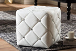 Baxton Studio Stacey Modern and Contemporary White Faux Leather Upholstered Ottoman