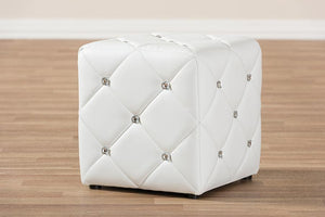 Baxton Studio Stacey Modern and Contemporary White Faux Leather Upholstered Ottoman