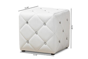 Baxton Studio Stacey Modern and Contemporary White Faux Leather Upholstered Ottoman