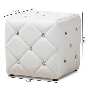 Baxton Studio Stacey Modern and Contemporary White Faux Leather Upholstered Ottoman