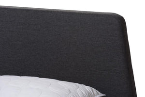 Baxton Studio Sinclaire Modern and Contemporary Dark Grey Fabric Upholstered Walnut-Finished Queen Sized Platform Bed