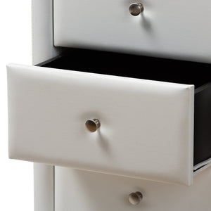 Baxton Studio Tessa Modern and Contemporary White Faux Leather Upholstered 3-Drawer Nightstand