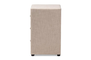 Baxton Studio Tessa Modern and Contemporary Beige Fabric Upholstered 3-Drawer Nightstand