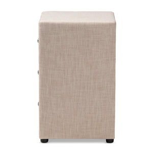 Baxton Studio Tessa Modern and Contemporary Beige Fabric Upholstered 3-Drawer Nightstand