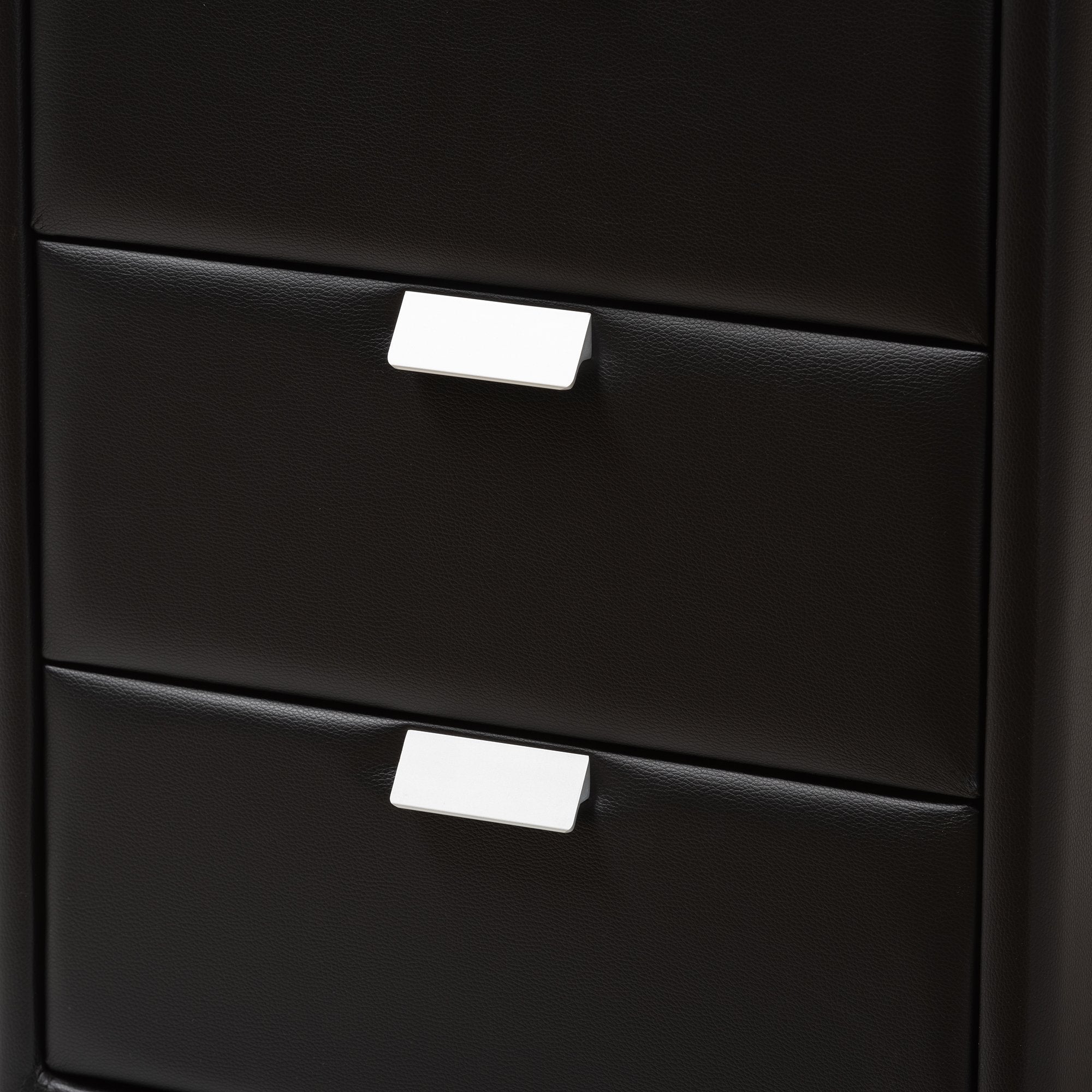 Baxton Studio Talia Modern and Contemporary Black Faux Leather Upholstered 3-Drawer Nightstand