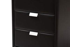 Baxton Studio Talia Modern and Contemporary Black Faux Leather Upholstered 3-Drawer Nightstand