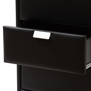 Baxton Studio Talia Modern and Contemporary Black Faux Leather Upholstered 3-Drawer Nightstand