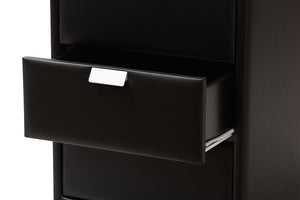 Baxton Studio Talia Modern and Contemporary Black Faux Leather Upholstered 3-Drawer Nightstand