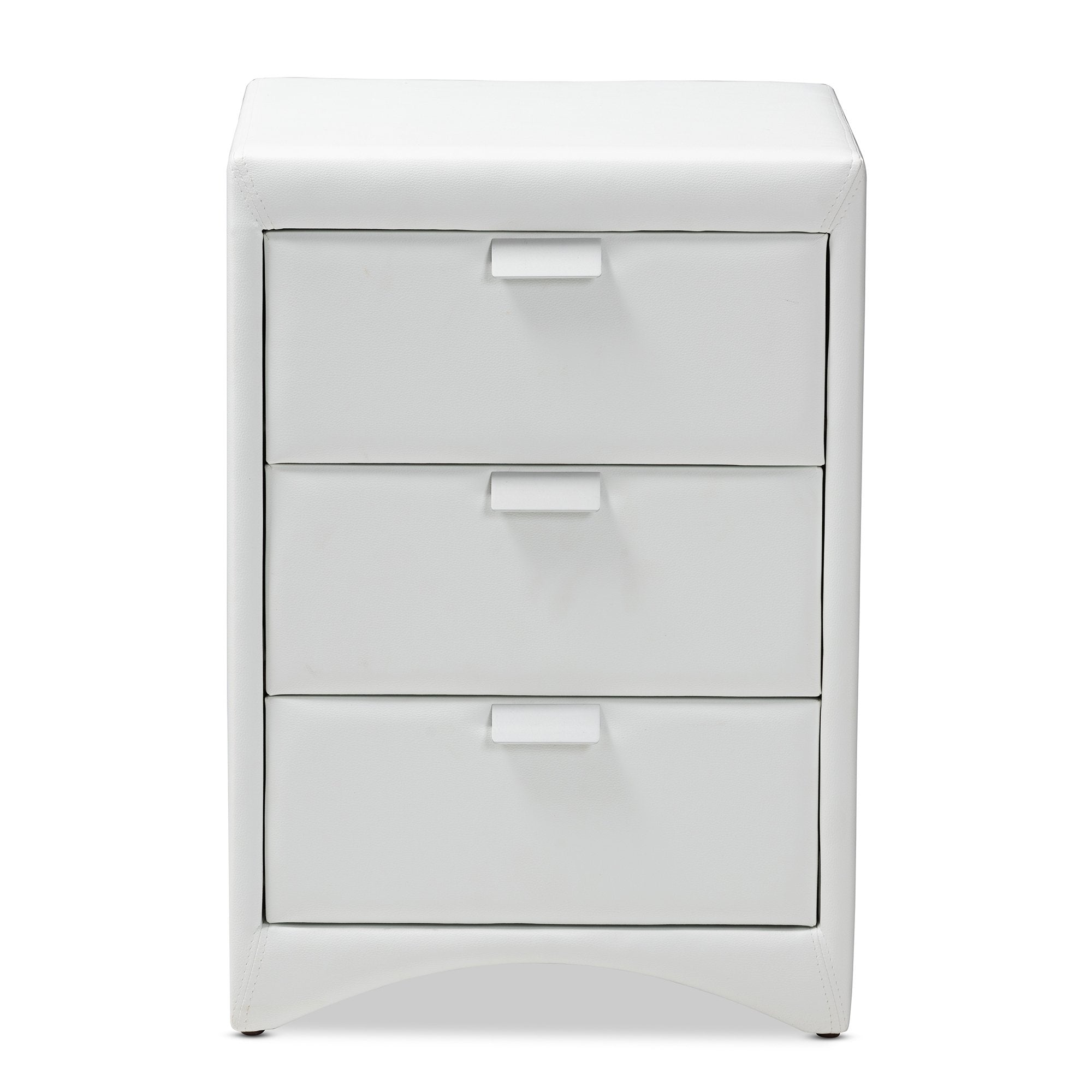 Baxton Studio Talia Modern and Contemporary White Faux Leather Upholstered 3-Drawer Nightstand