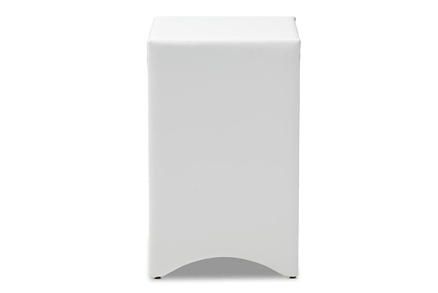 Baxton Studio Talia Modern and Contemporary White Faux Leather Upholstered 3-Drawer Nightstand