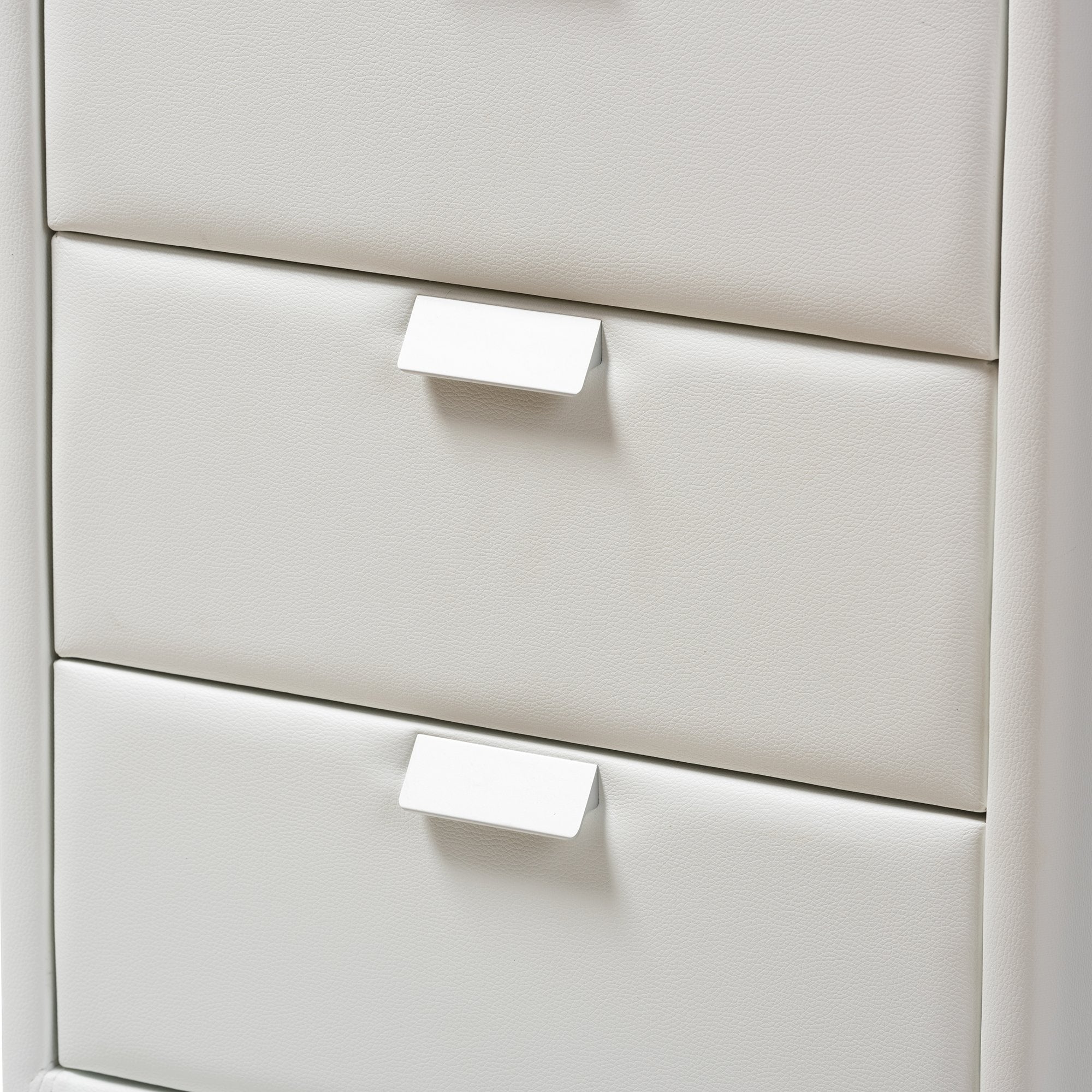 Baxton Studio Talia Modern and Contemporary White Faux Leather Upholstered 3-Drawer Nightstand