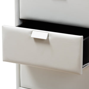 Baxton Studio Talia Modern and Contemporary White Faux Leather Upholstered 3-Drawer Nightstand