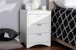 Baxton Studio Talia Modern and Contemporary White Faux Leather Upholstered 3-Drawer Nightstand